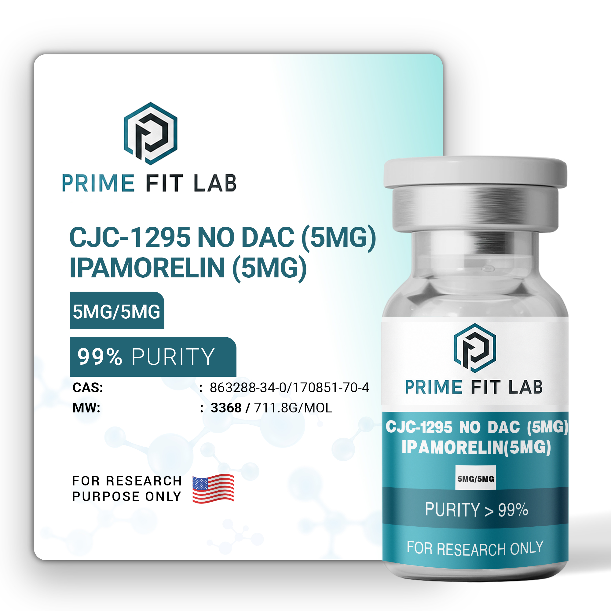 Blend: CJC-1295 NO DAC (5mg) + Ipamorelin (5mg) Gallery image 2