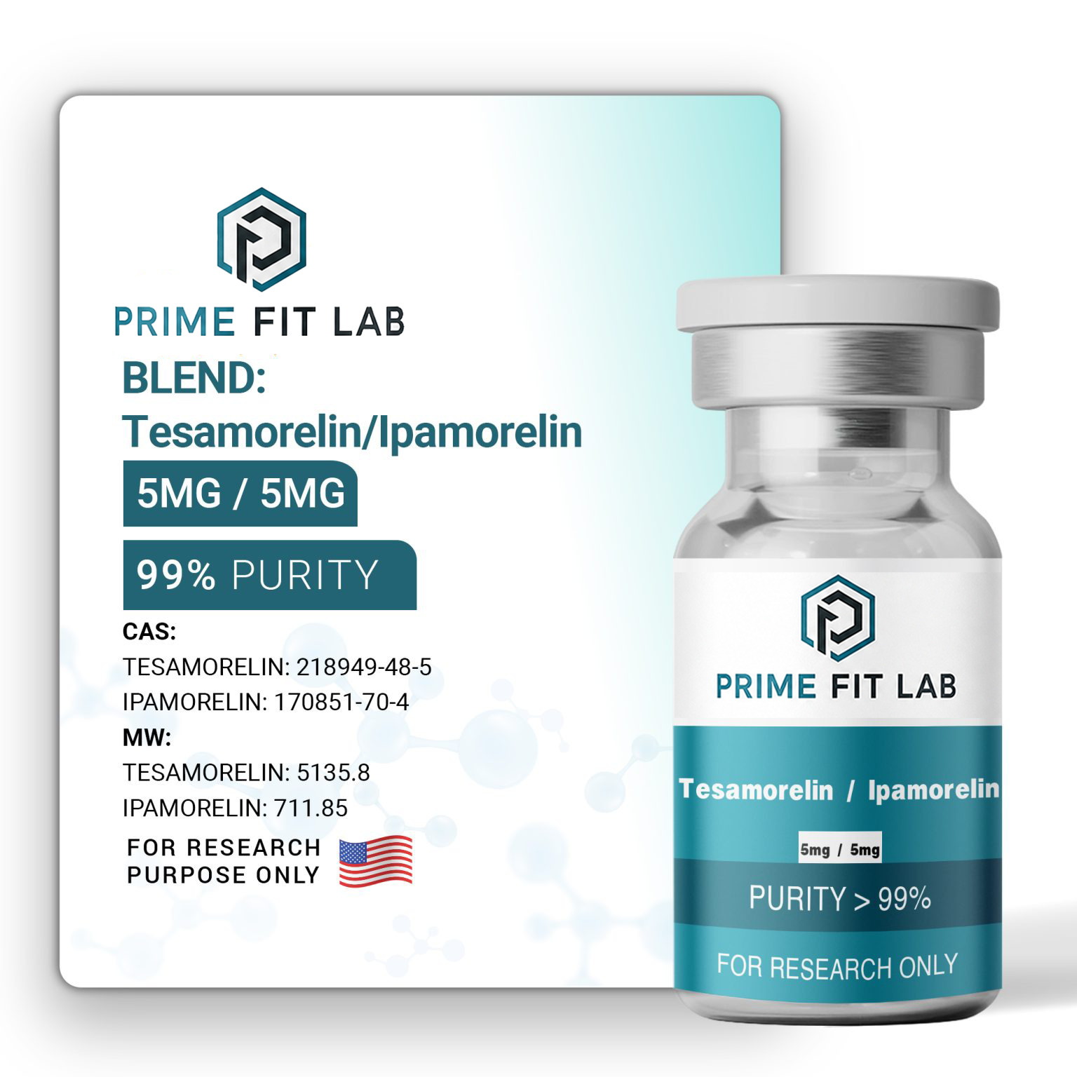 Blend: Tesamorelin (5mg) + Ipamorelin (5mg) Gallery image 2